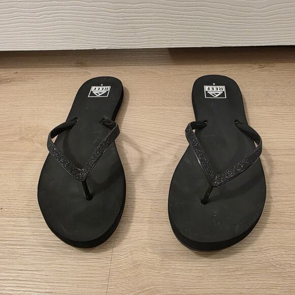 Reef Black Sparkle Slip On Stargazer Beach Summer Outdoor Flip Flops Size 9 - Picture 4 of 7